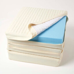 Homescapes Cream Quilted Cotton 3 Seater Orthopaedic Booster Cushion Cover - thumbnail 1