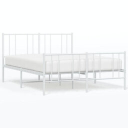 Berkfield Metal Bed Frame With Headboard And Footboard White 160X200 Cm - thumbnail 2