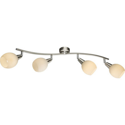 Luminosa Lighting Luminosa Elliott Ceiling Spotlight Bar Nickel Matt White Glass Shade 4X E14 - image 1
