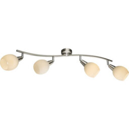 Luminosa Lighting Luminosa Elliott Ceiling Spotlight Bar Nickel Matt White Glass Shade 4X E14 - thumbnail 2