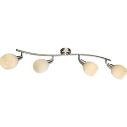 Luminosa Lighting Luminosa Elliott Ceiling Spotlight Bar Nickel Matt White Glass Shade 4X E14