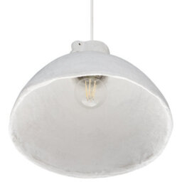 Beliani Organic Papier-Mâché Pendant Lamp White, Handmade Textured Shade, 31Cm Dia, 136Cm Drop - thumbnail 4