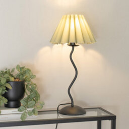 Valuelights Wiggle Black Metal Single Stem Table Lamp With Sage Green Scallop Tapered Lamp Shade And Led Bulb