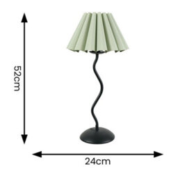 Valuelights Wiggle Black Metal Single Stem Table Lamp With Sage Green Scallop Tapered Lamp Shade And Led Bulb - thumbnail 4