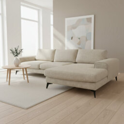 Abakus Direct Venice Chenille Corner Sofa In Beige Right Facing With Deep Seats And Extra-Wide Padded Arms - thumbnail 3