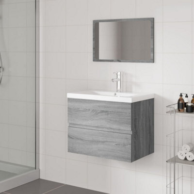 Berkfield Bathroom Furniture Set Grey Sonoma Engineered Wood - image 1