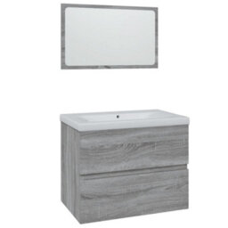 Berkfield Bathroom Furniture Set Grey Sonoma Engineered Wood - thumbnail 2