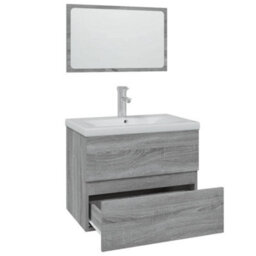Berkfield Bathroom Furniture Set Grey Sonoma Engineered Wood - thumbnail 3
