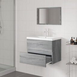 Berkfield Bathroom Furniture Set Grey Sonoma Engineered Wood - thumbnail 4
