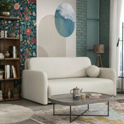 Viva Sun Iv Living Room Sofa Bed Sleeper Chair With Storage Compartment Metal Legs Chipboard 170X103X85Cm Cream - thumbnail 1