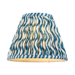 Luminosa Lighting Luminosa Higgledy Gloss Cotswold Green Paint Table Lamp With Marlin Blue Fabric Ripple Shade 25Cm E14 - thumbnail 7