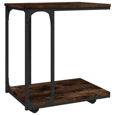 Berkfield Industrial Side Table With Wheels Smoked Oak 50X35X55.5Cm Engineered Wood - image 1