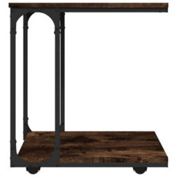 Berkfield Industrial Side Table With Wheels Smoked Oak 50X35X55.5Cm Engineered Wood - thumbnail 5