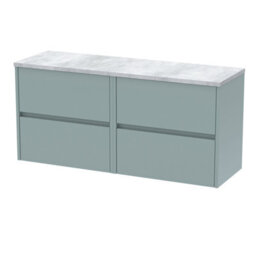 Balterley Chartley Contemporary 4 Drawer Wall Hung Vanity Unit With Laminate Worktop, Coastal Grey, 1200mm