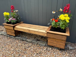 Charles Taylor Knights Wooden Garden Square Double Bench 2 Seater Planter Pot - thumbnail 1