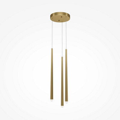 Luminosa Lighting Luminosa Maytoni Cascade Modern 3 Light Cluster Pendant Ceiling Light Brass Integrated Led 4000K - image 1