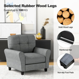 Costway Single Sofa Seat Fabric Upholstered Living Room Chair With Removable Cushion - thumbnail 6
