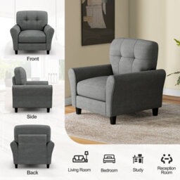 Costway Single Sofa Seat Fabric Upholstered Living Room Chair With Removable Cushion - thumbnail 2
