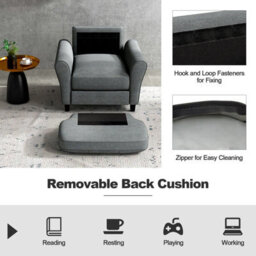Costway Single Sofa Seat Fabric Upholstered Living Room Chair With Removable Cushion - thumbnail 4