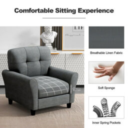 Costway Single Sofa Seat Fabric Upholstered Living Room Chair With Removable Cushion - thumbnail 5