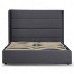 OAT Home Wilmslow Winged Headboard Upholstered Ottoman Storage King Size Bed Frame - Charcoal Grey - thumbnail 5