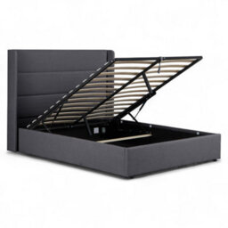 OAT Home Wilmslow Winged Headboard Upholstered Ottoman Storage King Size Bed Frame - Charcoal Grey - thumbnail 6