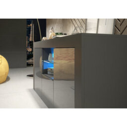Creative Furniture Aurora Sideboard 145Cm - Dark Grey With Gloss Doors And Led Lights - thumbnail 4
