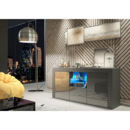 Creative Furniture Aurora Sideboard 145Cm - Dark Grey With Gloss Doors And Led Lights - thumbnail 6