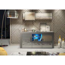 Creative Furniture Aurora Sideboard 145Cm - Dark Grey With Gloss Doors And Led Lights - thumbnail 2