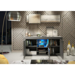 Creative Furniture Aurora Sideboard 145Cm - Dark Grey With Gloss Doors And Led Lights - thumbnail 3