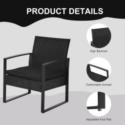 Wyld Haus Sofira 3-Piece Rattan 2-Seater Outdoor Coffee Set - Cushioned Chairs, Tempered Glass Table - thumbnail 7