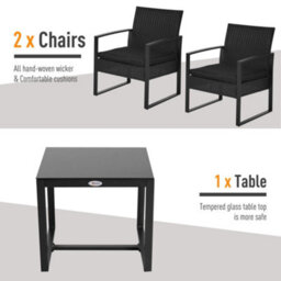 Wyld Haus Sofira 3-Piece Rattan 2-Seater Outdoor Coffee Set - Cushioned Chairs, Tempered Glass Table - thumbnail 5
