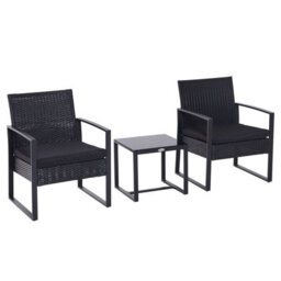 Wyld Haus Sofira 3-Piece Rattan 2-Seater Outdoor Coffee Set - Cushioned Chairs, Tempered Glass Table - thumbnail 2
