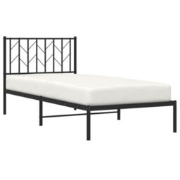Berkfield Metal Bed Frame Without Mattress With Headboard Black 90X190Cm - thumbnail 3