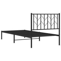 Berkfield Metal Bed Frame Without Mattress With Headboard Black 90X190Cm - thumbnail 7