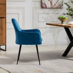 Carrara Velvet Dining Chairs - Set Of 2 - Blue - thumbnail 4