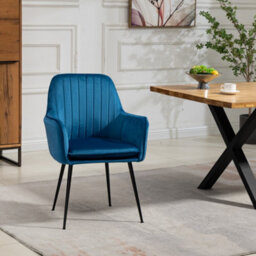 Carrara Velvet Dining Chairs - Set Of 2 - Blue - thumbnail 1