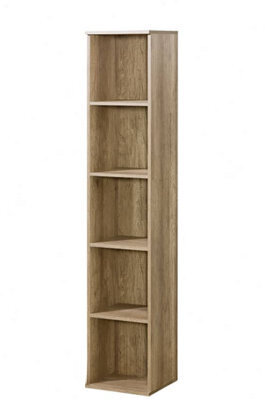 Arte Romero R5 Tall Bookcase - Versatile And Sleek In Oak Canyon, H1750mm W350mm D320mm