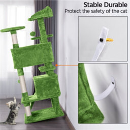 Yaheetech Green 137 Cm Height Cat Tree Tower With Condos & Dangling Balls & Scratching Posts - thumbnail 8