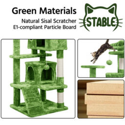 Yaheetech Green 137 Cm Height Cat Tree Tower With Condos & Dangling Balls & Scratching Posts - thumbnail 5