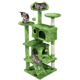 Yaheetech Green 137 Cm Height Cat Tree Tower With Condos & Dangling Balls & Scratching Posts - thumbnail 2