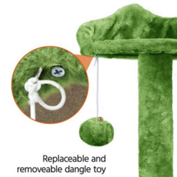Yaheetech Green 137 Cm Height Cat Tree Tower With Condos & Dangling Balls & Scratching Posts - thumbnail 7