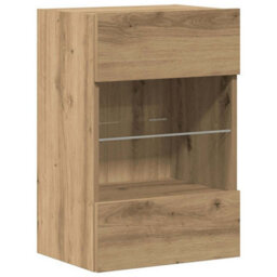 Berkfield Durable Wall Cabinets With Led Lights For Tv 2 Pcs Artisan Oak 40X30X60,5 Cm - thumbnail 5