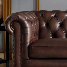 Xample Allington 2 Seater Brown Leather Chesterfield Sofa Top Grain Leather, Pocket Coil Cushioning, Nail Head Trim & Solid Wood Frame - thumbnail 3