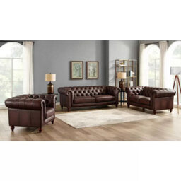 Xample Allington 2 Seater Brown Leather Chesterfield Sofa Top Grain Leather, Pocket Coil Cushioning, Nail Head Trim & Solid Wood Frame - thumbnail 7