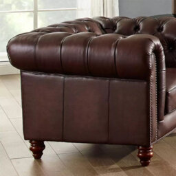 Xample Allington 2 Seater Brown Leather Chesterfield Sofa Top Grain Leather, Pocket Coil Cushioning, Nail Head Trim & Solid Wood Frame - thumbnail 4