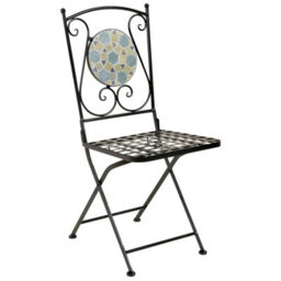 Charles Bentley Garden Blue Mosaic 5 Piece Dining Set With Folding Chairs Patio - thumbnail 3