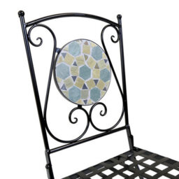 Charles Bentley Garden Blue Mosaic 5 Piece Dining Set With Folding Chairs Patio - thumbnail 5