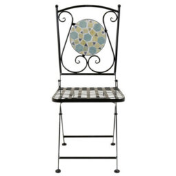 Charles Bentley Garden Blue Mosaic 5 Piece Dining Set With Folding Chairs Patio - thumbnail 4