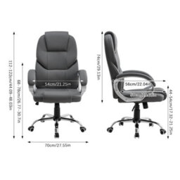 Darphe Grey Pvc Swivel Gaming Office Chair Adjustable Height 112-122Cm With Casters - thumbnail 8